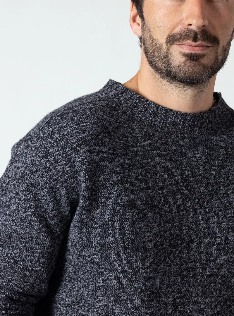 Pull homme en laine recyclée gris mouline