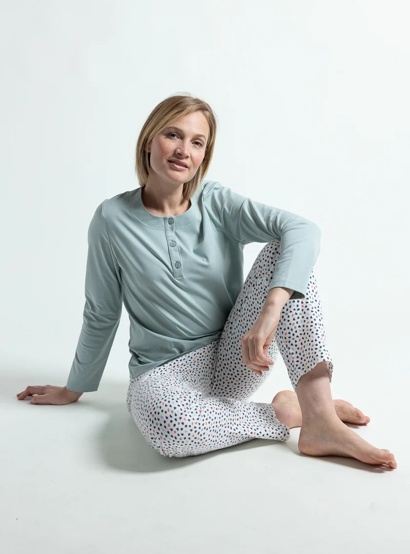 Pyjama femme coton vert sauge
