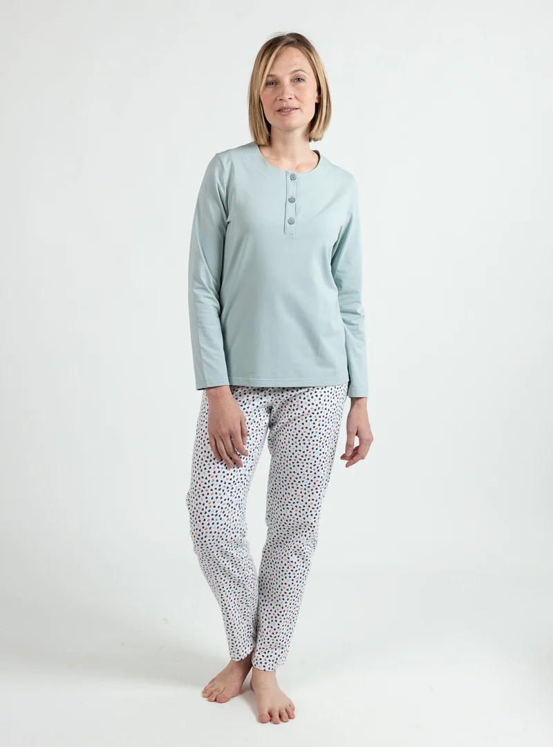 Pyjama femme coton vert sauge