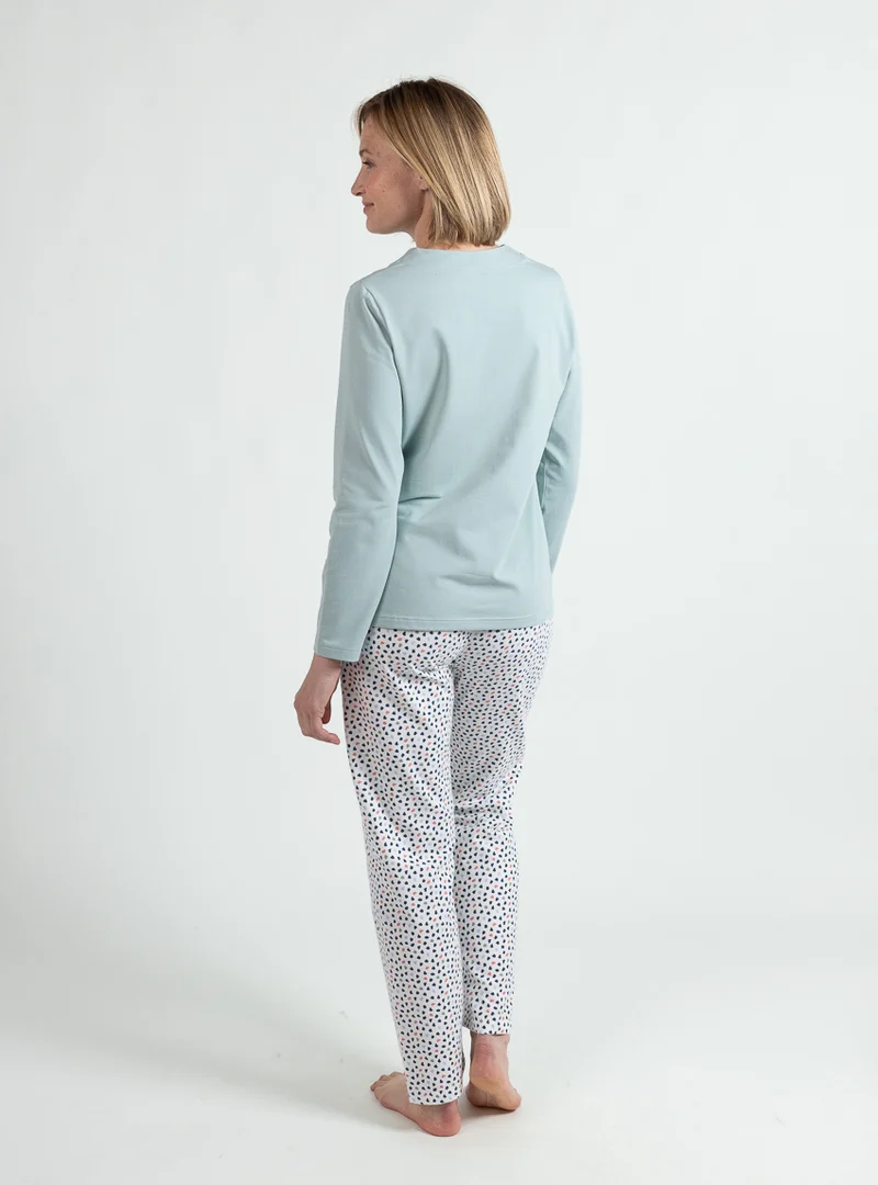 Pyjama femme coton vert sauge