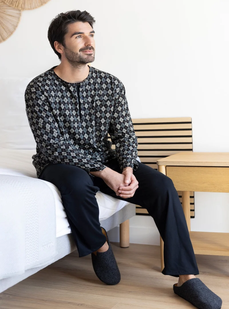 Pyjama homme coton gris