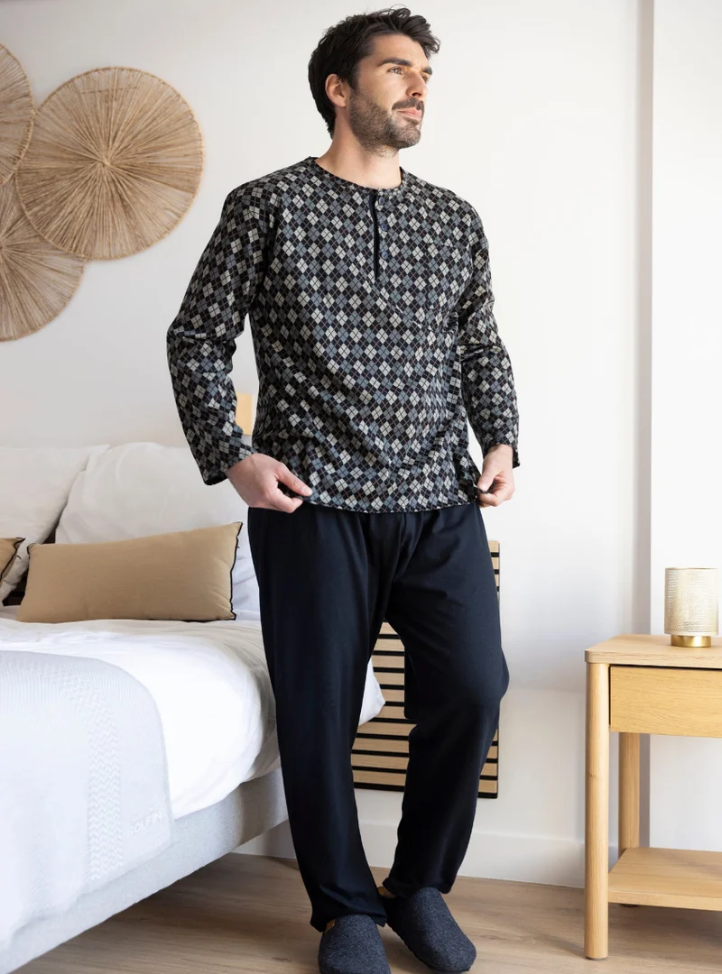 Pyjama homme coton gris