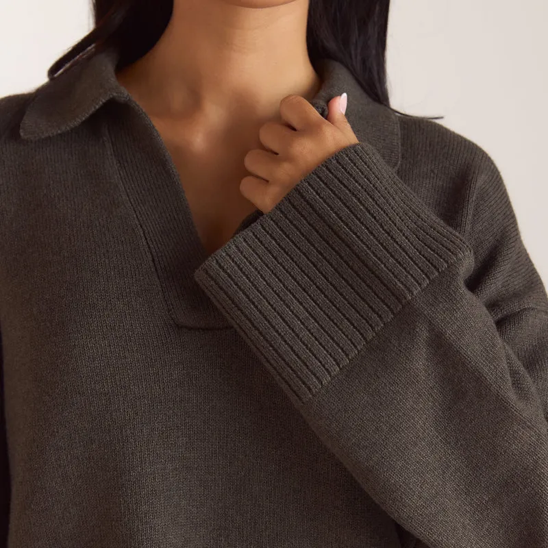 Pull en Maille à Demi-patte - Vert Mousse