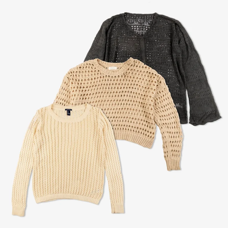 Lot de 30 tops en crochet à manches longues