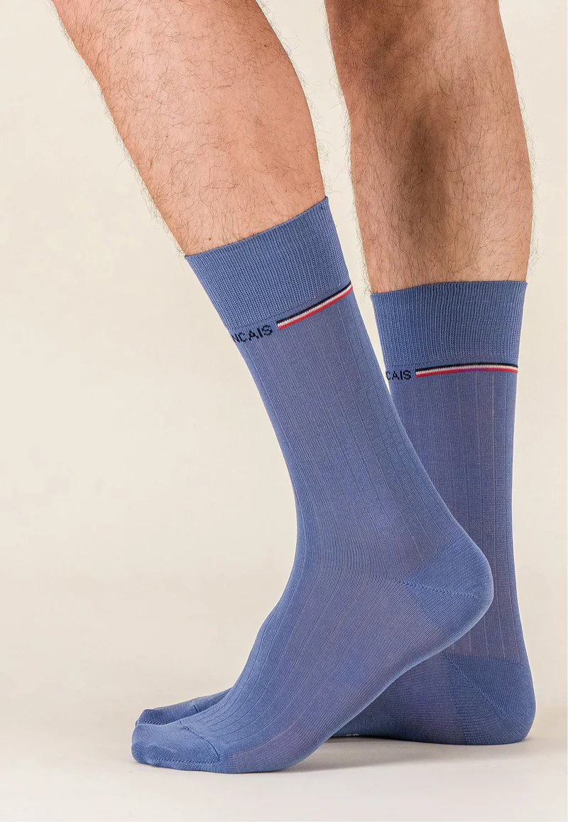 Lot de 2 chaussettes mi-hautes en fil d'Écosse - Chaussettes Marine Bleu Acier