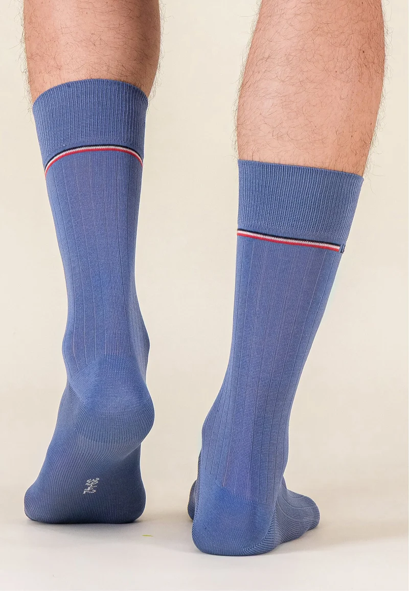Lot de 2 chaussettes mi-hautes en fil d'Écosse - Chaussettes Marine Bleu Acier