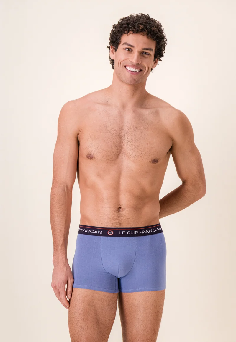 Lot de 7 boxers en coton - Boxers Marine Brique Acier Bleu Ciel Gris Chiné Bleu Jean Indigo