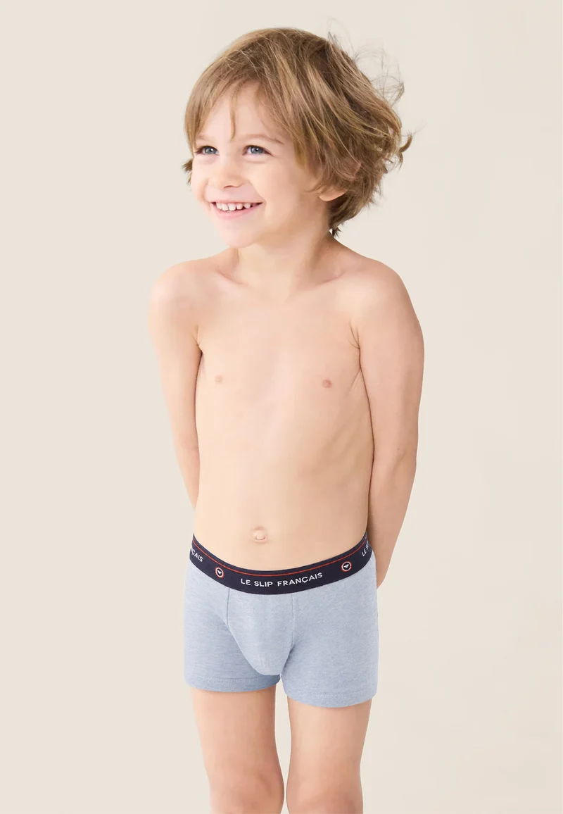 Boxer enfant bleu en coton - Petit Joseph Bleu Ciel Chine