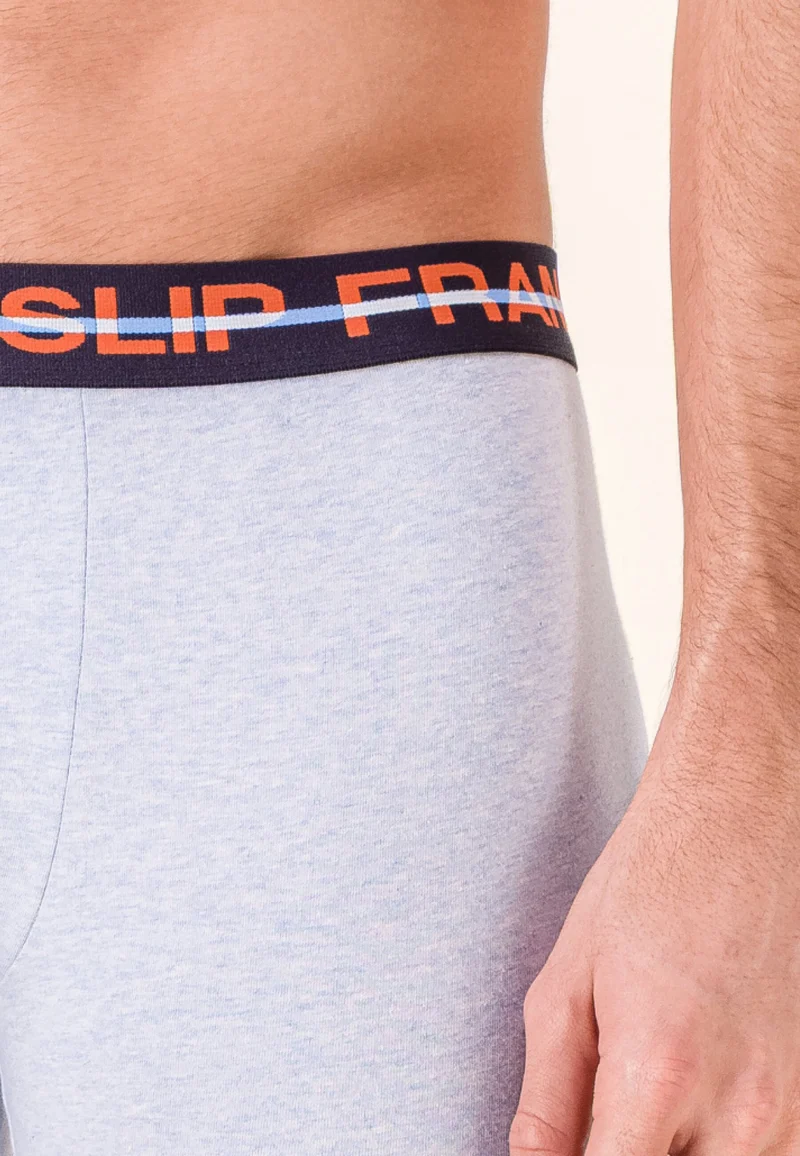 Boxer long bleu en coton - Redoutable Long Bleu Ciel Chiné