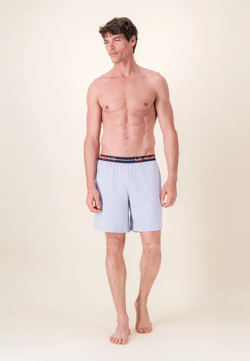 Bas de pyjama court bleu en coton - Invincible Bleu Ciel Chine