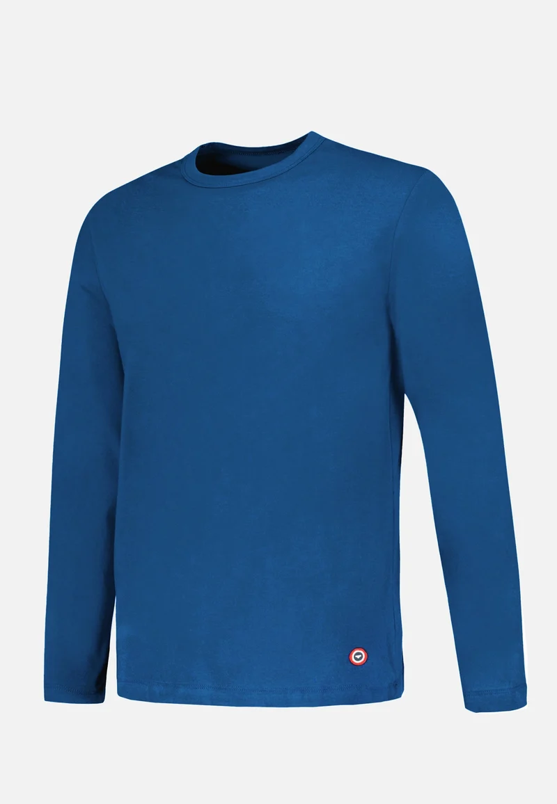 T-shirt à manches longues bleu en coton - Superbe Bleu Acier