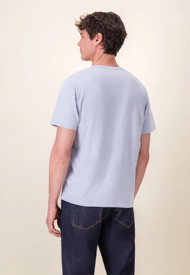T-shirt à manches courtes bleu en coton - Formidable Bleu Ciel Chine