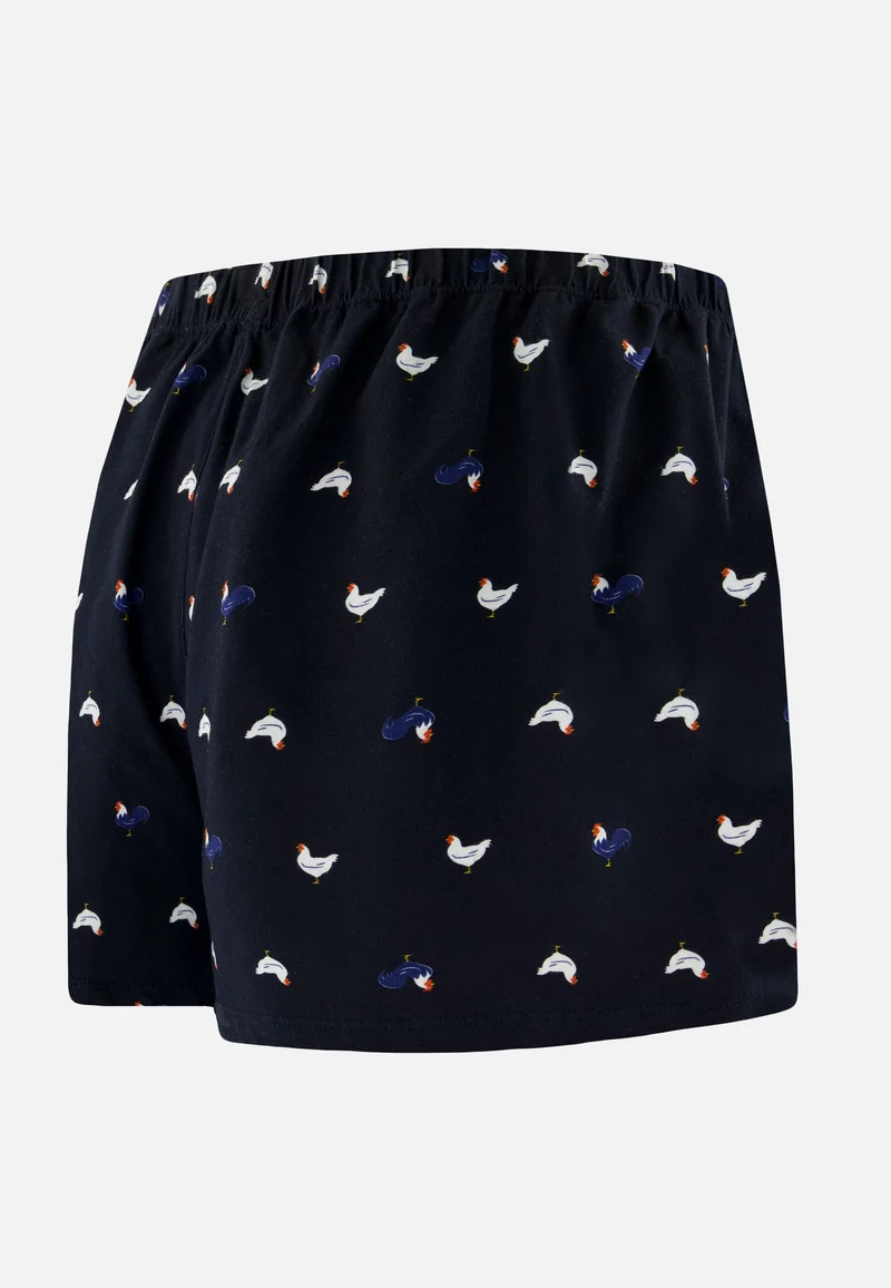 Caleçon à motif coq marine en jersey de coton - Fredo Coq Marine