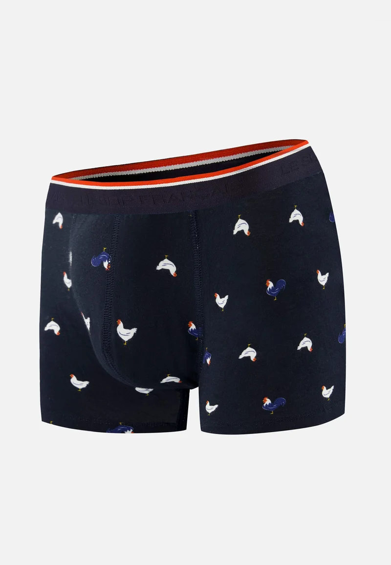Boxer à motif coq marine en coton - Marius Coq Marine