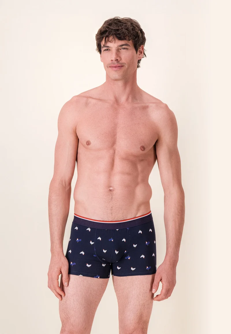 Boxer à motif coq marine en coton - Marius Coq Marine
