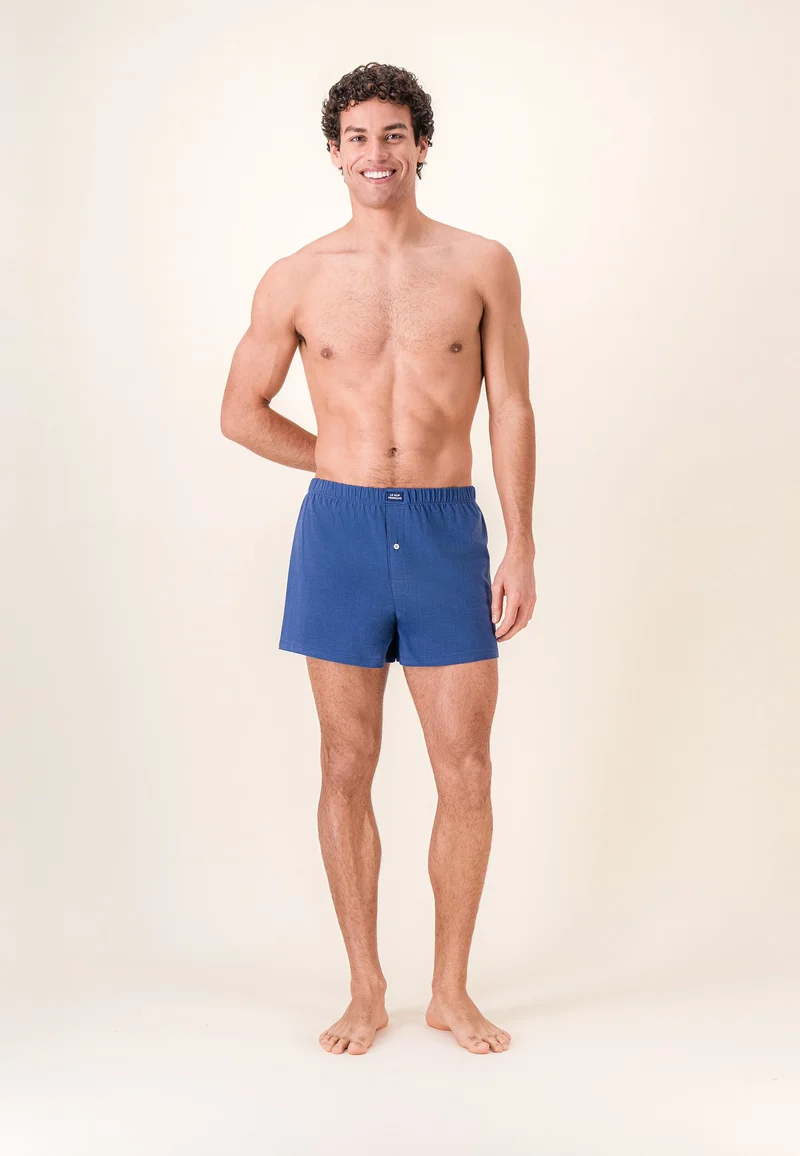 Caleçon bleu en jersey de coton - Fredo Bleu Acier