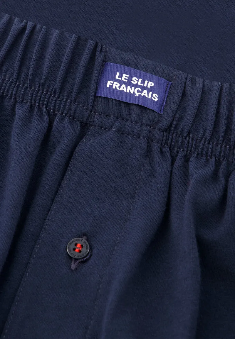 Caleçon bleu marine Lsf en jersey de coton - Fredo Marine brodé Mon Amour