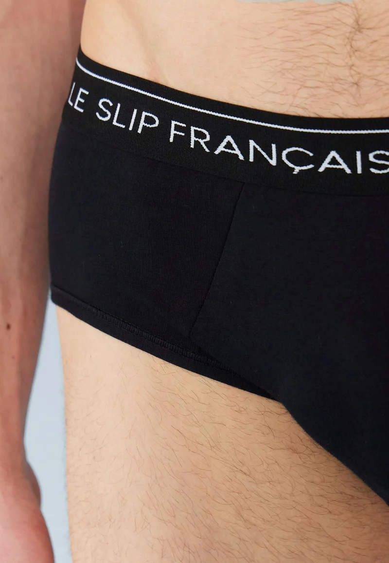 Lot de 3 slips en coton - Slips Noir Blanc Gris
