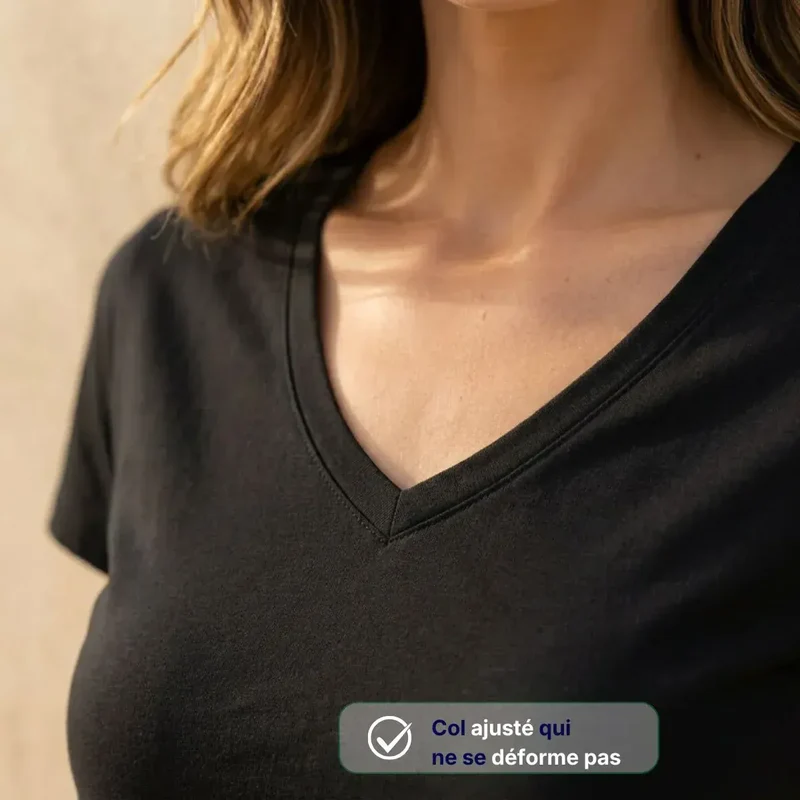 T shirt col V femme | Noir