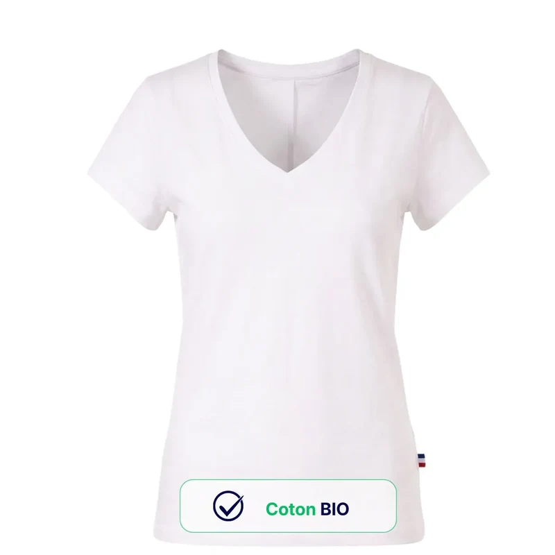 T shirt col V femme | Blanc