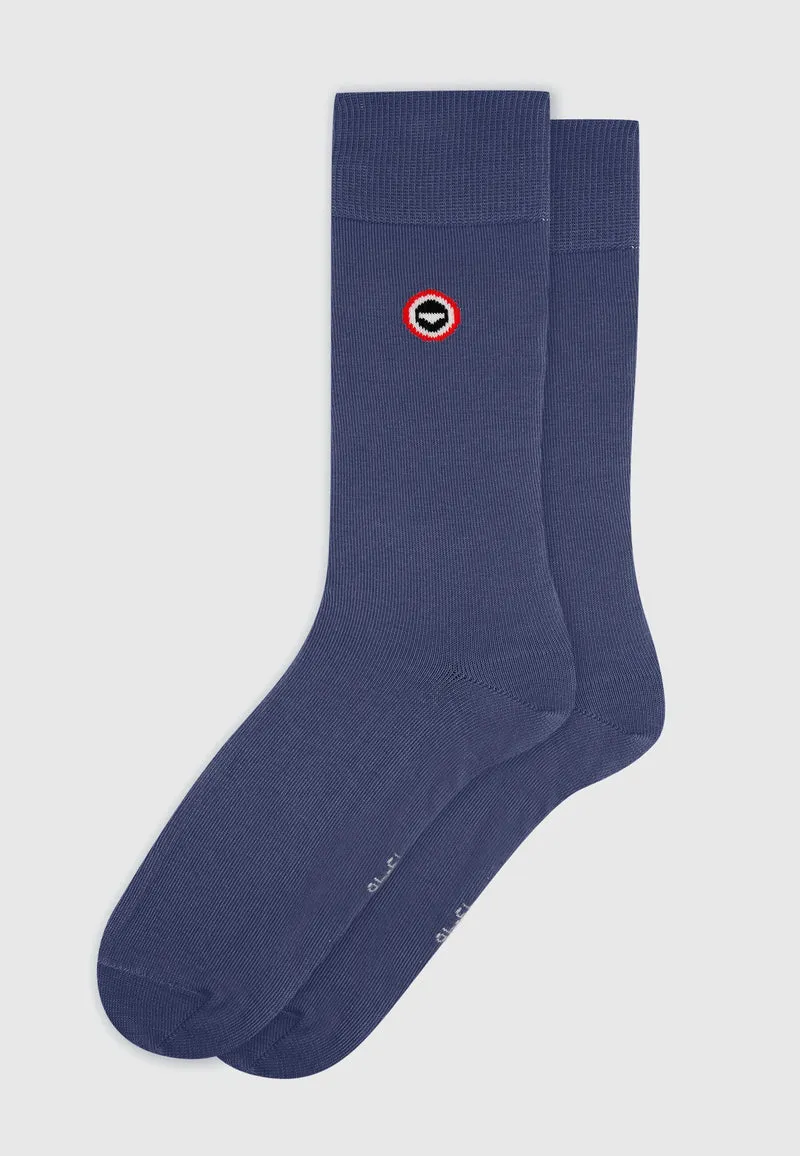 Lot de 7 chaussettes mi-hautes en coton - Chaussettes Noir Gris Blanc Bleu Marine Bleu Rouge