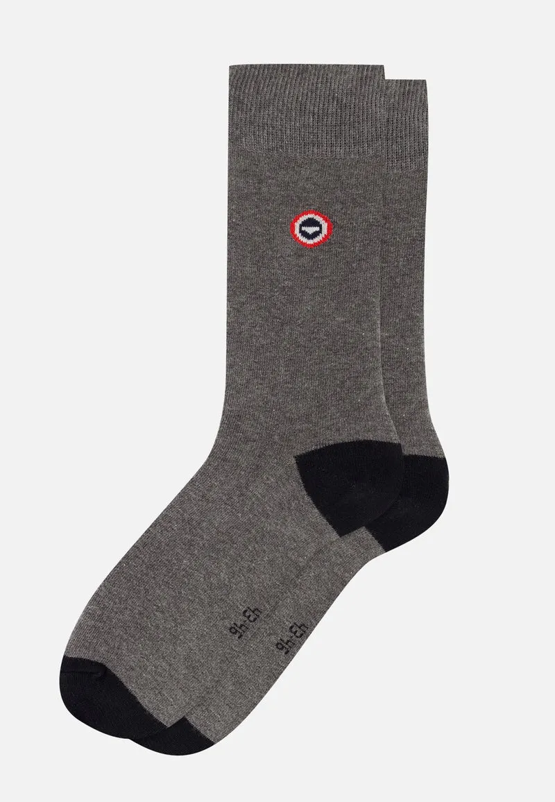 Lot de 7 chaussettes mi-hautes en coton - Chaussettes Noir Gris Blanc Bleu Marine Bleu Rouge