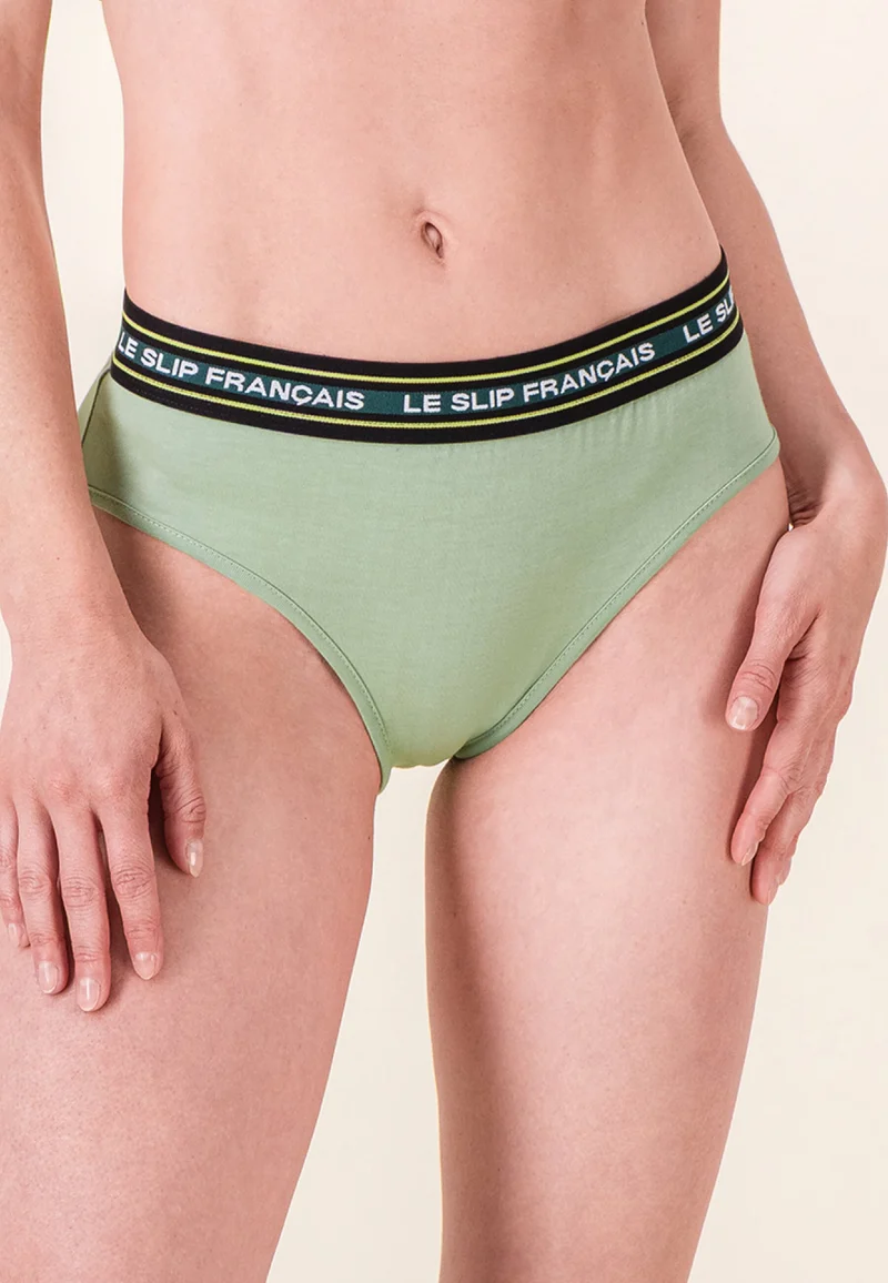Ensemble culotte soutien-gorge triangle en coton - Séduisante Vert Sauge et Rieuse Vert Sauge