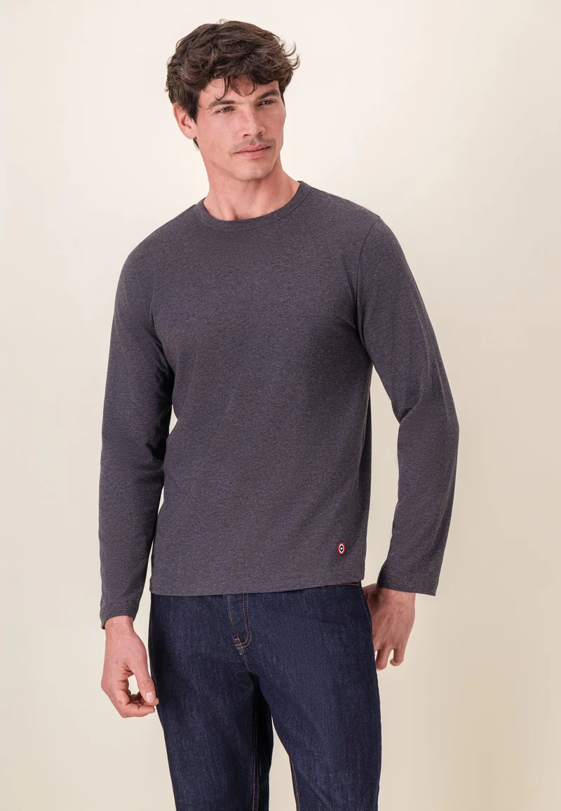 Lot de 3 t-shirts manches longues en coton - T-Shirts Manches Longues Anthracite Blanc Noir