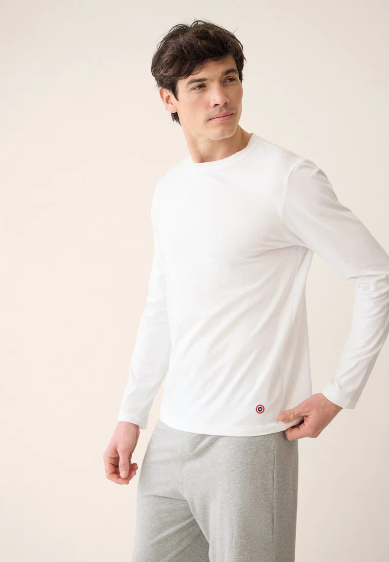 Lot de 3 t-shirts manches longues en coton - T-Shirts Manches Longues Anthracite Blanc Noir