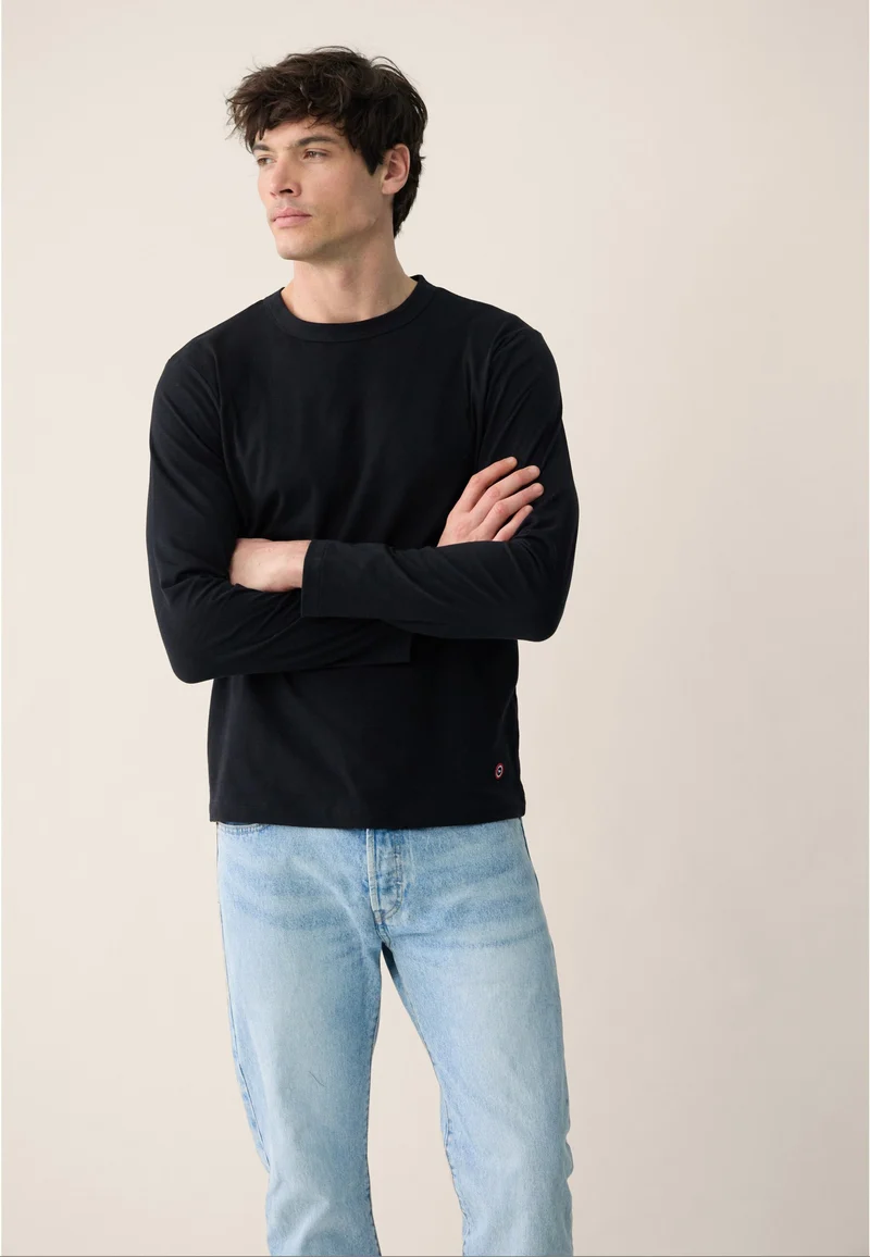 Lot de 3 t-shirts manches longues en coton - T-Shirts Manches Longues Anthracite Blanc Noir