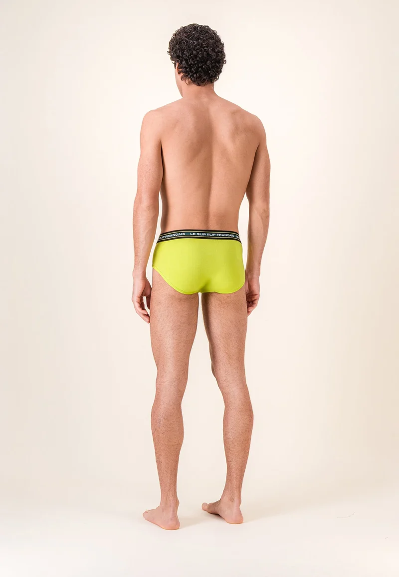 Lot de 3 slips en coton - Slips Entrelacés Vert Forêt Jaune Anis
