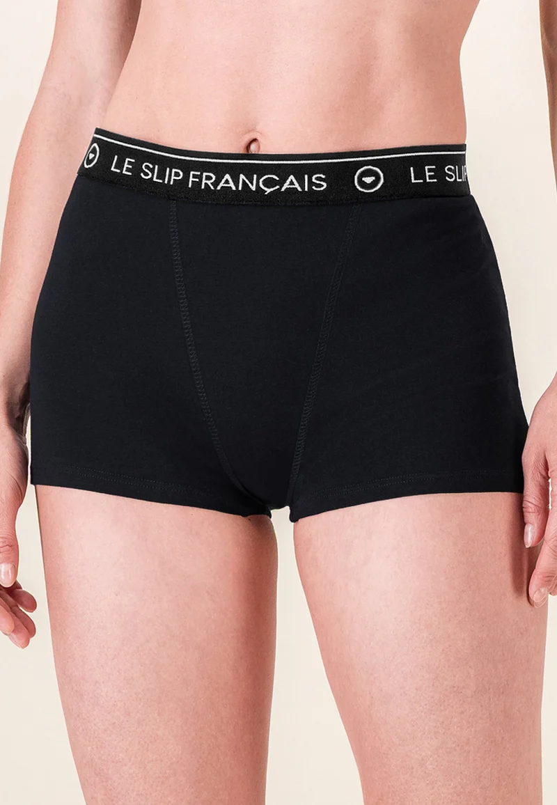 Lot de 2 culottes boxers femme en coton - Culottes Boxers Noir