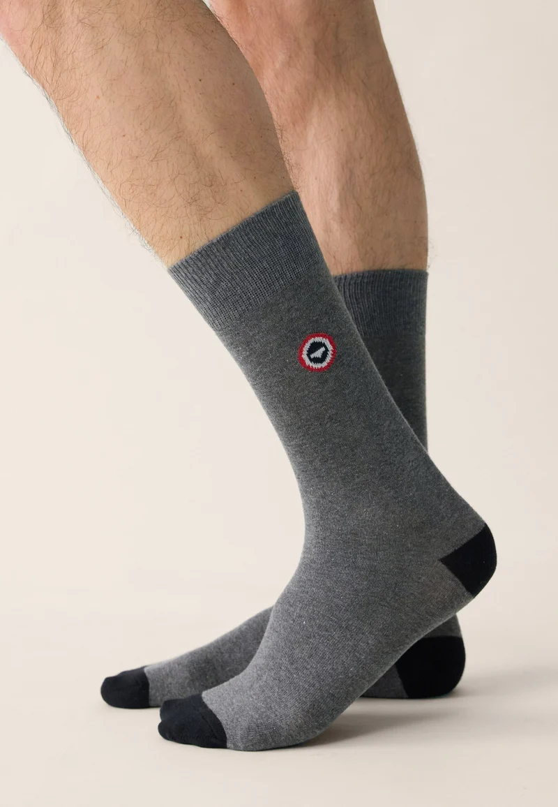 Lot de 7 chaussettes mi-hautes en coton - Chaussettes Pixel Verti Vert Forêt Jaune Anis Gris Anthracite Blanc Noir