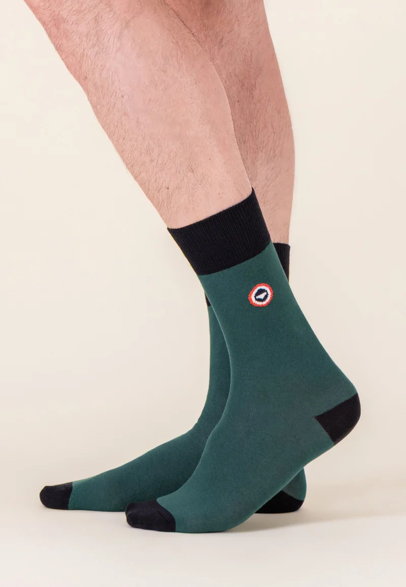 Lot de 3 chaussettes en coton - Chaussettes Verti Vert Forêt Blanc Vert Forêt
