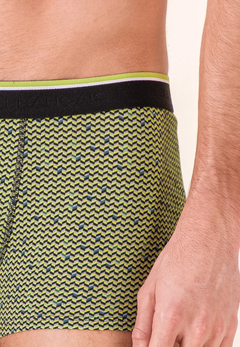 Lot de 3 boxers en coton - Boxers Chevron Jaune Anis Vert Sauge Gris Anthracite