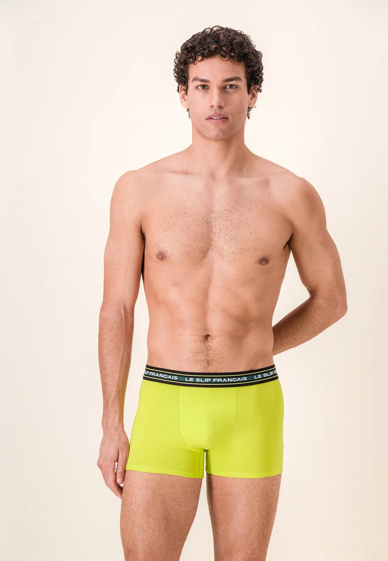 Lot de 3 boxers en coton - Boxers Raquettes Jaune Anis Noir Jaune Anis
