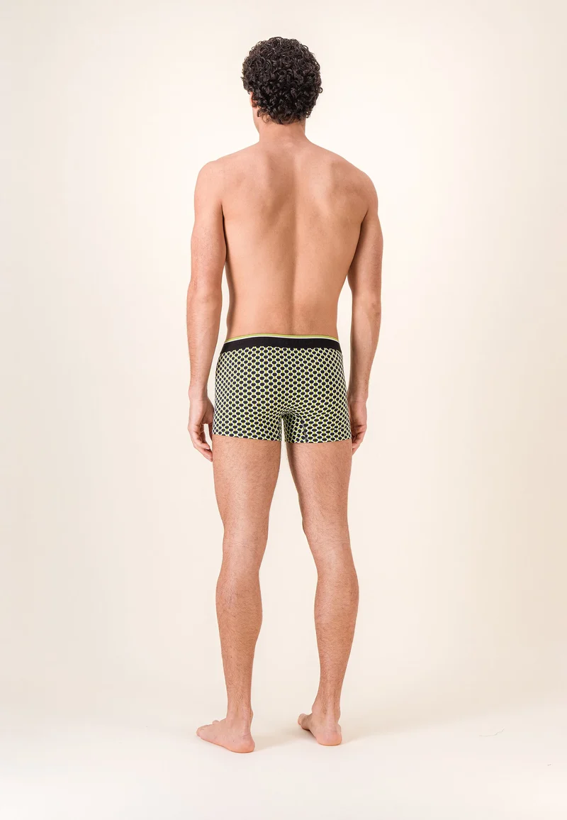 Lot de 3 boxers en coton - Boxers Raquettes Jaune Anis Noir Jaune Anis
