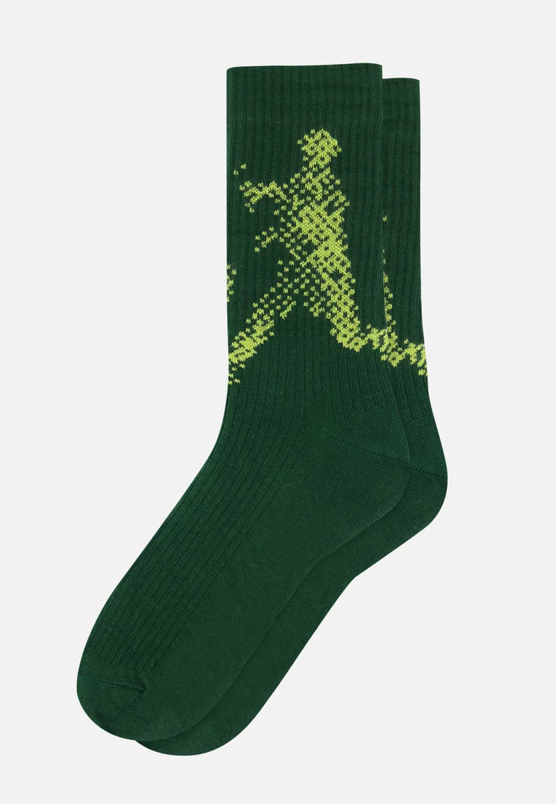 Chaussettes de sport mi-hautes à motif joueurs vert forêt anis en coton - Wilfried Joueurs Vert Forêt Anis