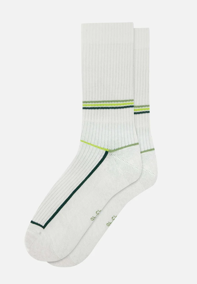 Chaussettes de sport mi-hautes à motif laser blanc jaune anis en coton - Wilfried Laser Blanc Jaune Anis