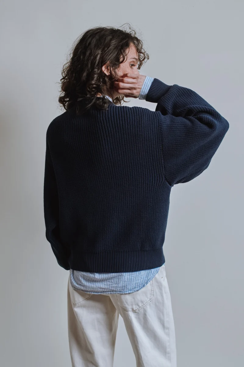CLEMENTINE Batwing Sweater in Organic Cotton - Navy