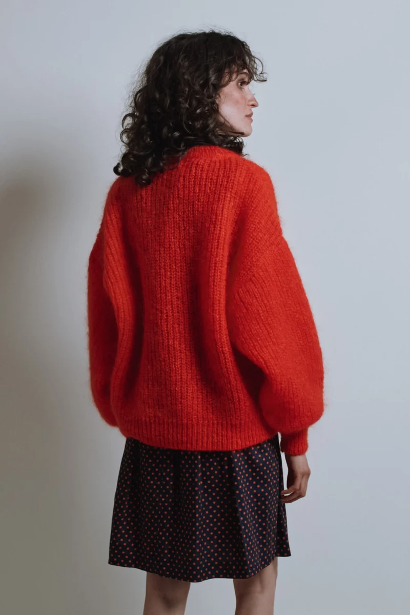 LUCIE Batwing Sweater in Mohair Wool - Red