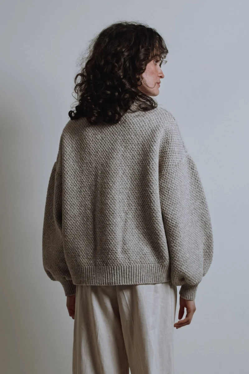 GEORGE High-Neck Jacket in Merino Wool - Beige
