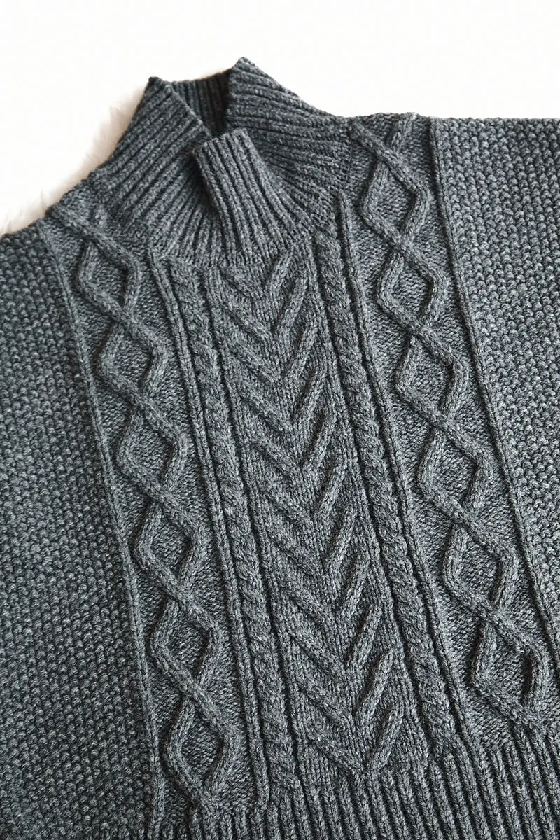 GWENAELLE Irish Cable Sweater in Merino Wool - Ash Grey