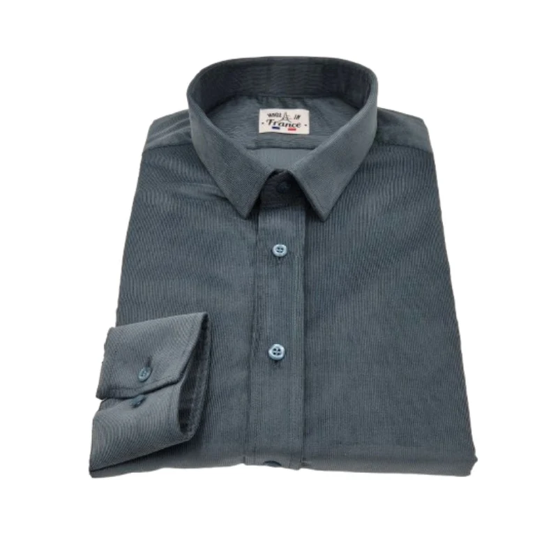 Chemise micro velours ajustée Bleu