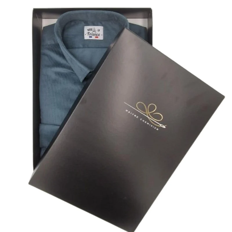 Chemise micro velours ajustée Bleu