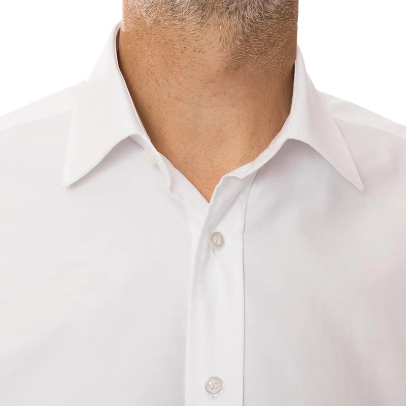 Chemise col italien classique coton ajustée blanche