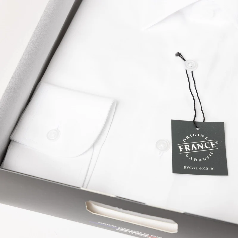Chemise col italien classique coton ajustée blanche