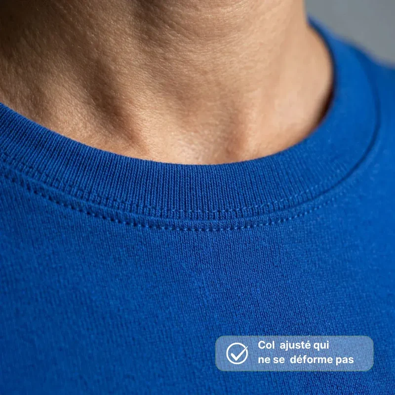 T shirt bleu coton bio col rond