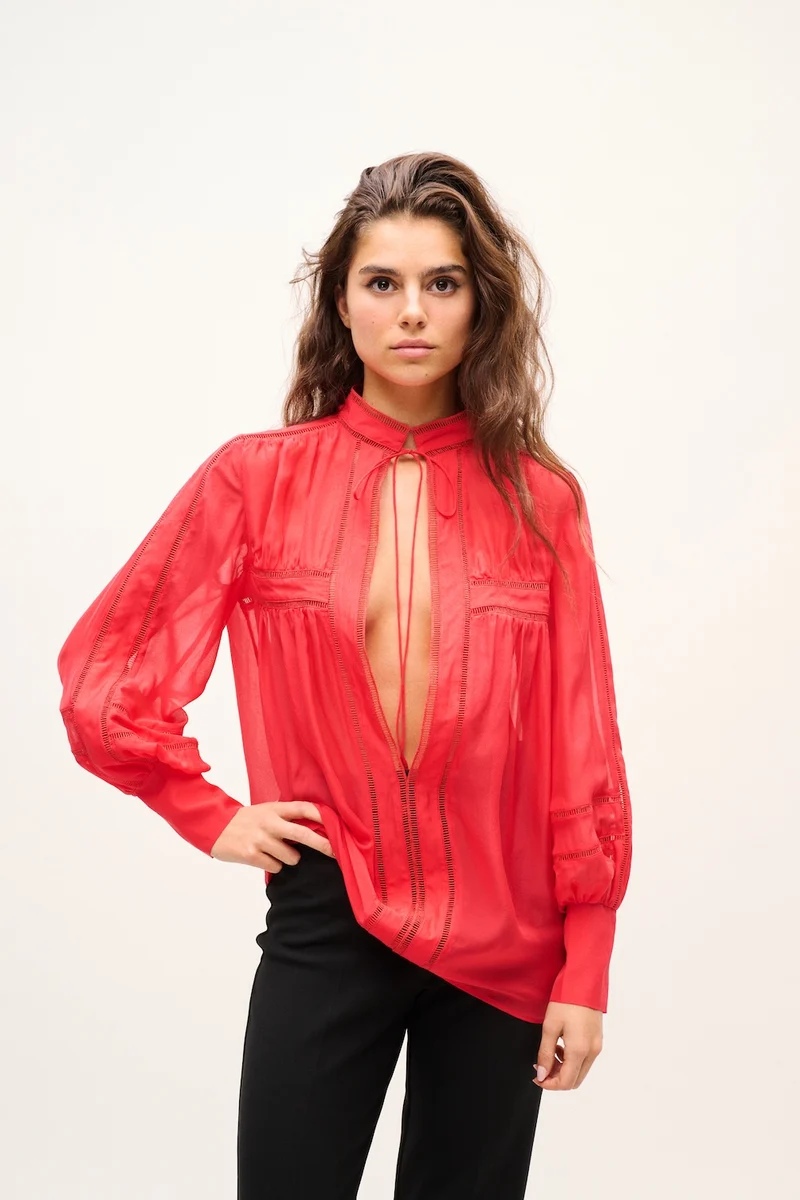 CHEMISE BLACK FEVER TOMATO