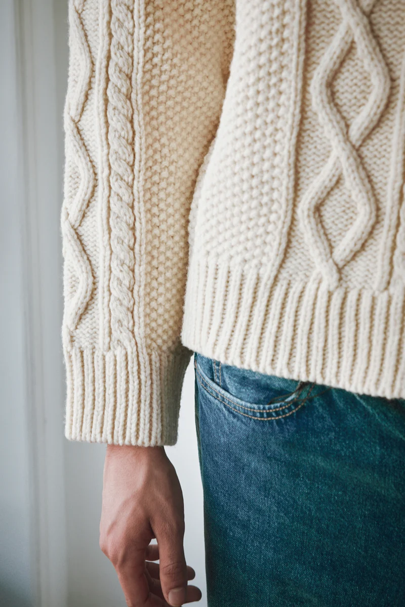 ROGER Irish Sweater for Men in Merino Wool - Off White